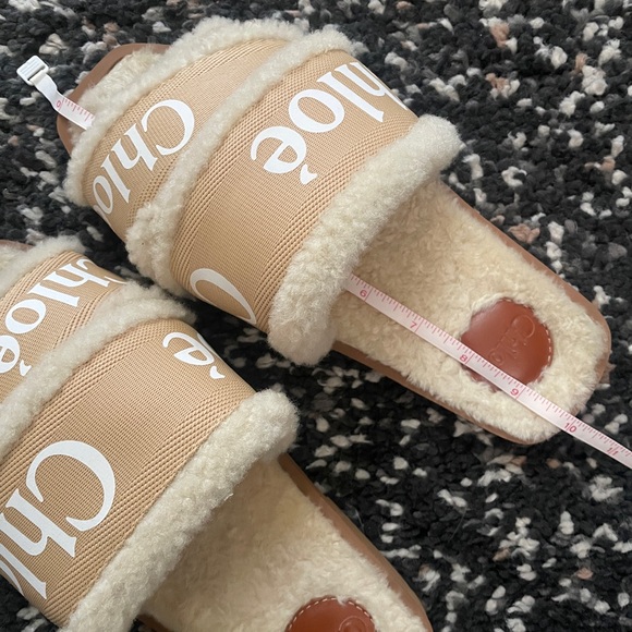 Chloe Woody Shearling -Trim Flat Sandals - Picture 4 of 9